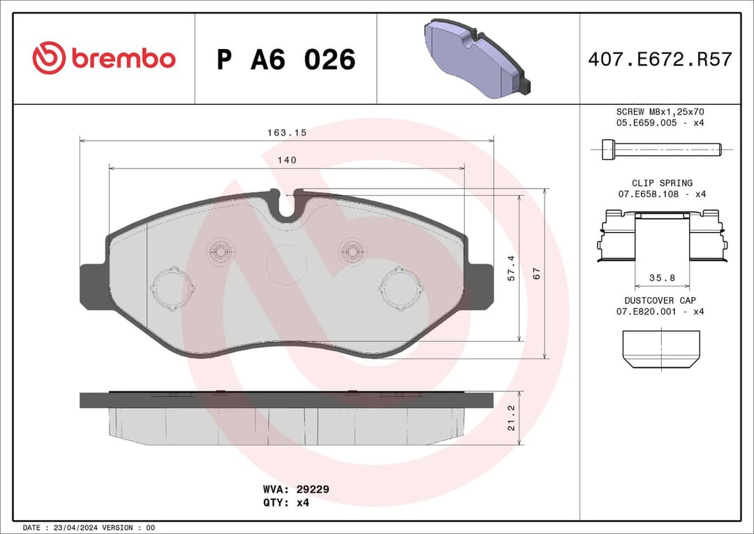 set placute frana,frana disc BREMBO PRIME LINE P A6 026