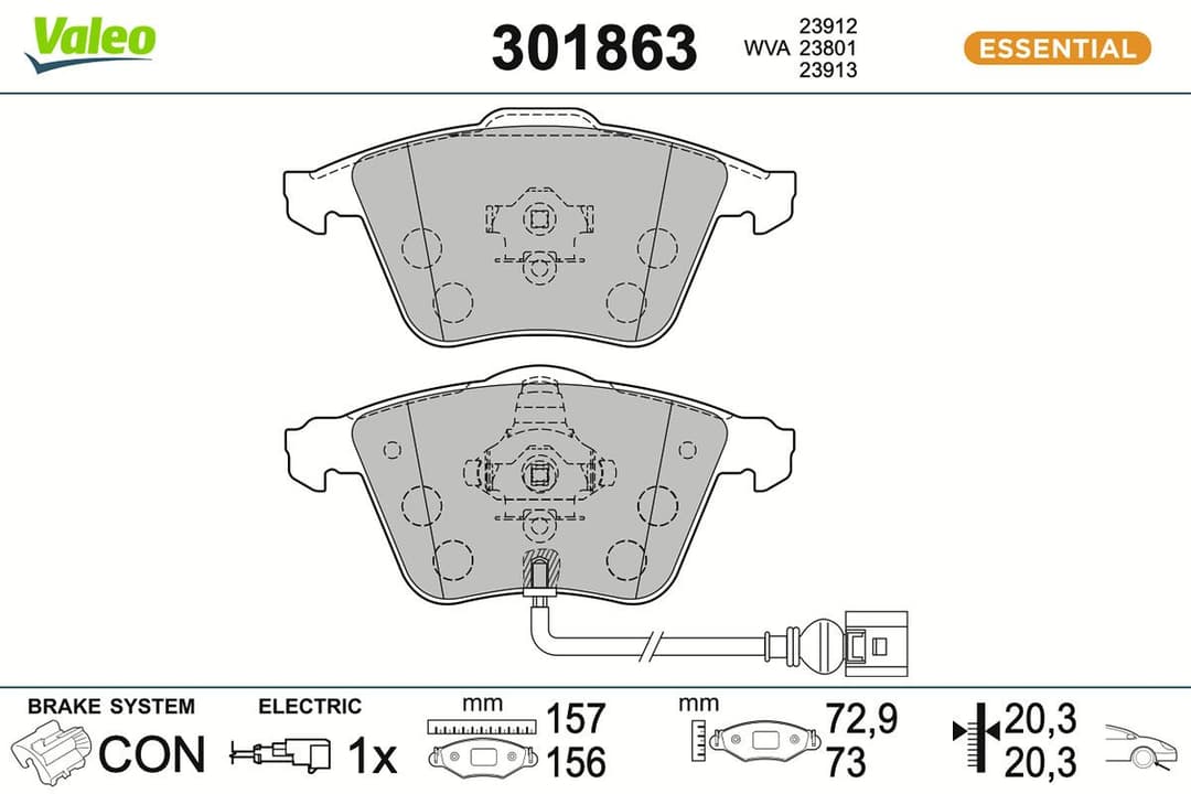set placute frana,frana disc VALEO ESSENTIAL 301863