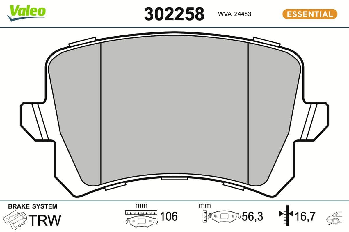 set placute frana,frana disc VALEO ESSENTIAL 302258
