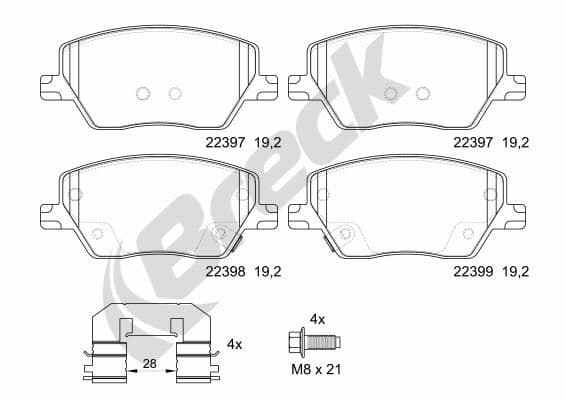 set placute frana,frana disc BRECK 22397 00 701 00