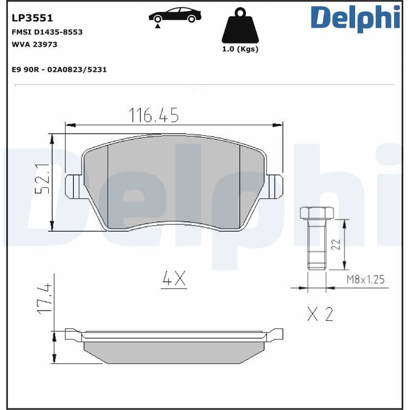 set placute frana,frana disc DELPHI LP3551
