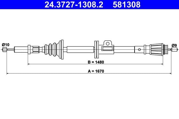 Cablu, frana de parcare ATE 24.3727-1308.2