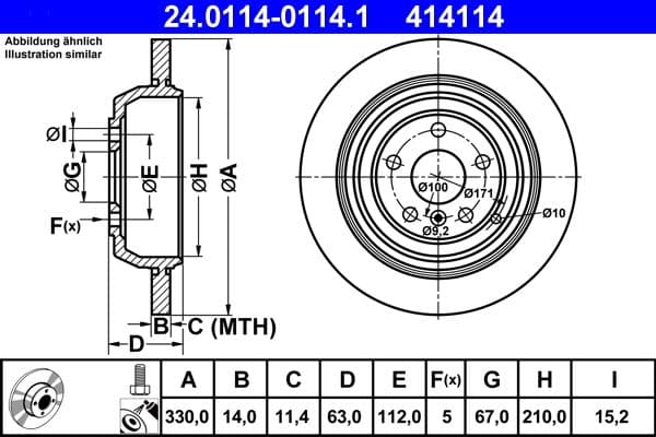 Disc frana ATE 24.0114-0114.1