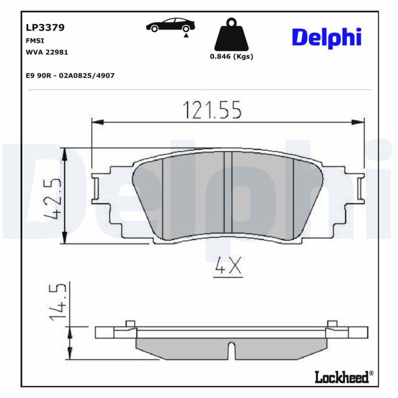 set placute frana,frana disc DELPHI LP3379