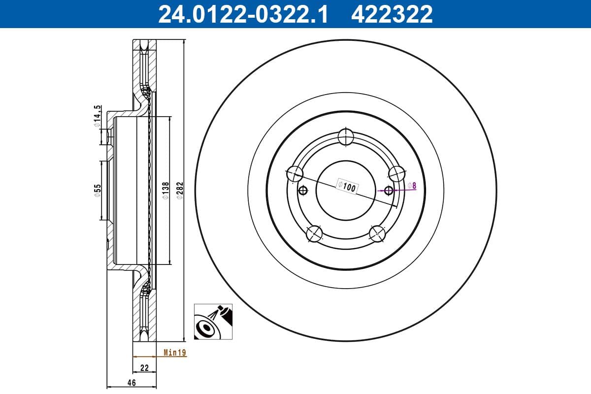 Disc frana ATE 24.0122-0322.1
