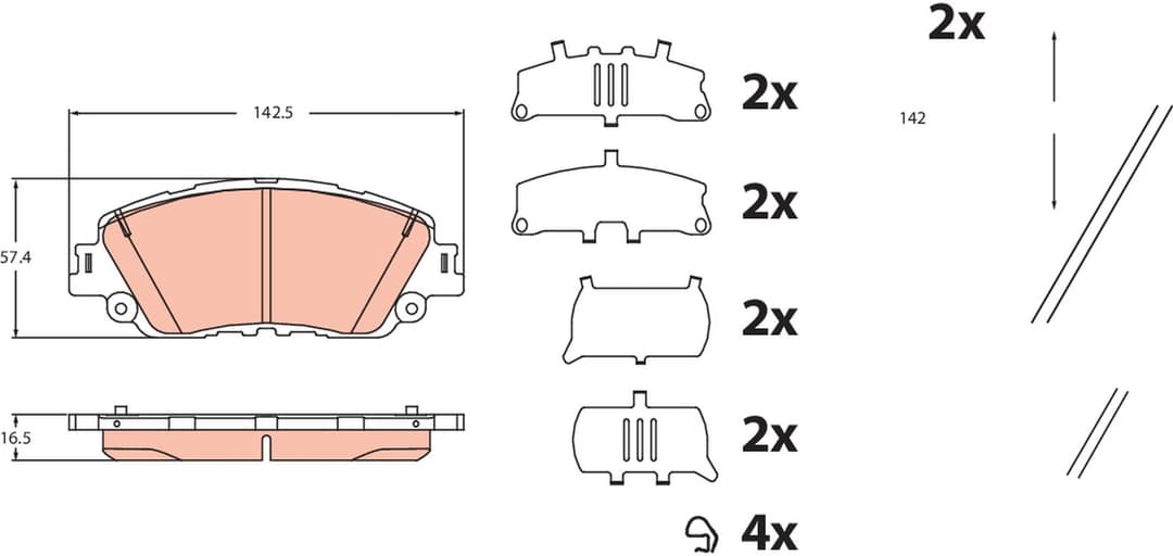 set placute frana,frana disc TRW GDB2488