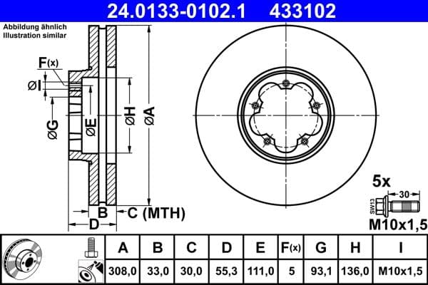 Disc frana ATE 24.0133-0102.1