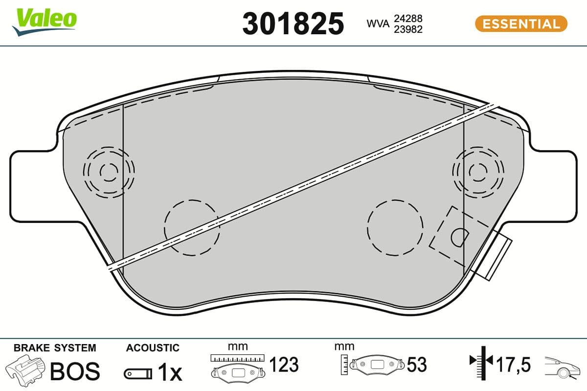 set placute frana,frana disc VALEO ESSENTIAL 301825