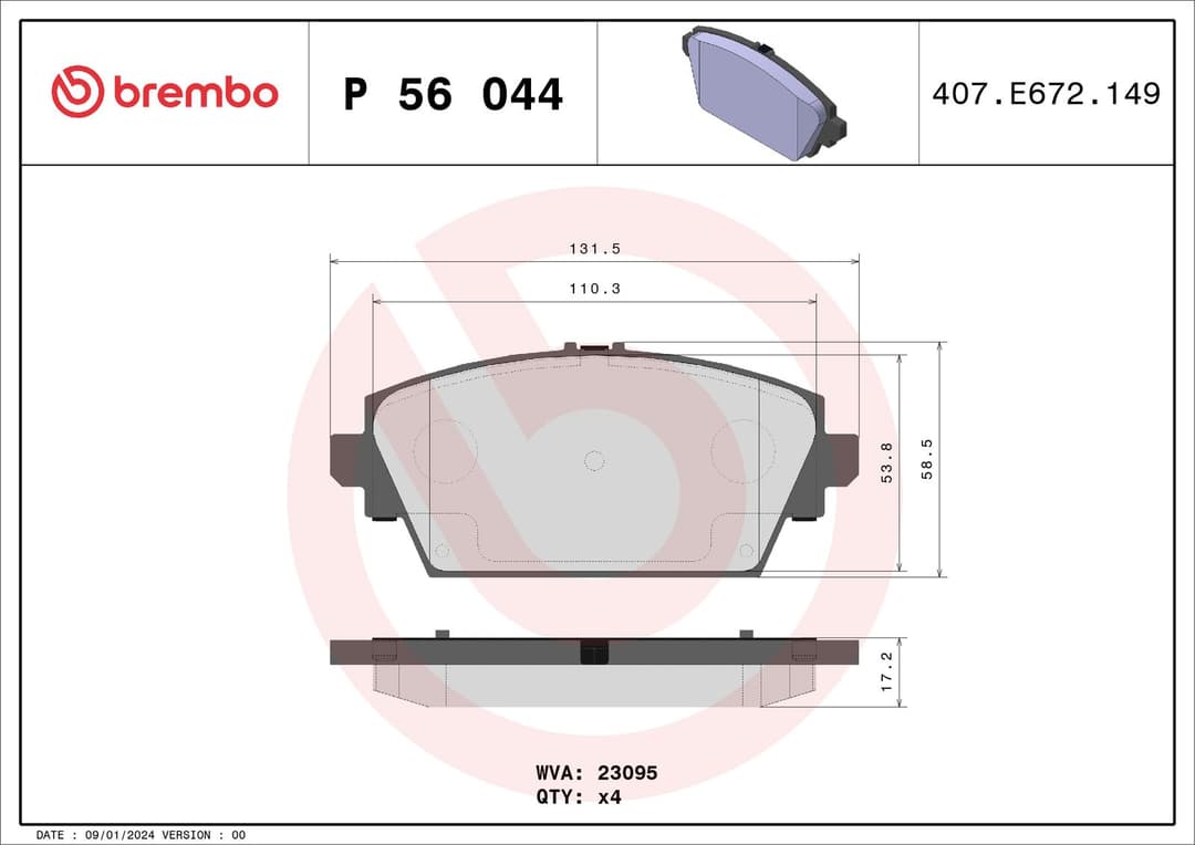 set placute frana,frana disc BREMBO PRIME LINE P 56 044