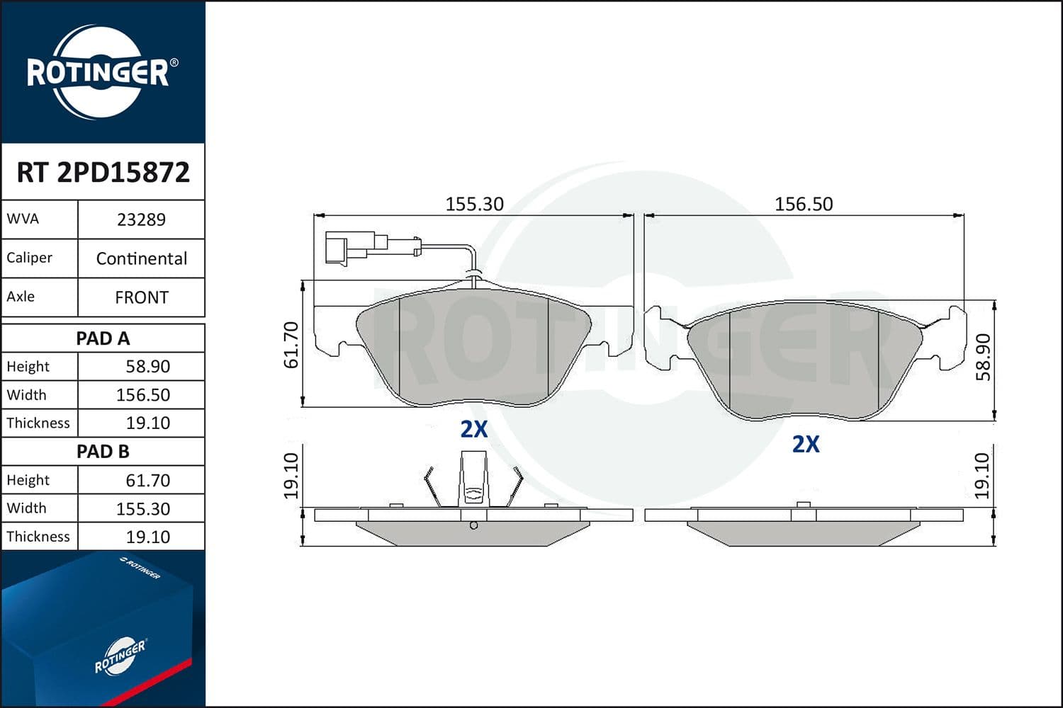 set placute frana,frana disc ROTINGER RT 2PD15872