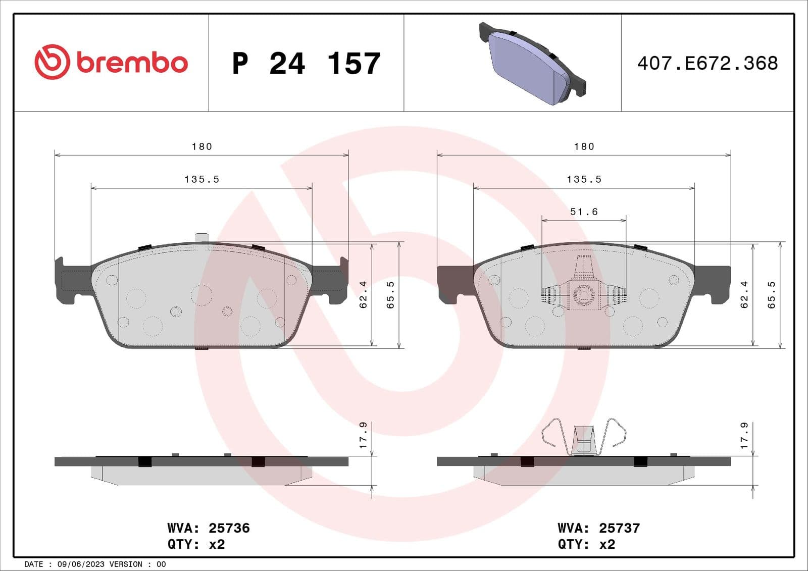 set placute frana,frana disc BREMBO P 24 157