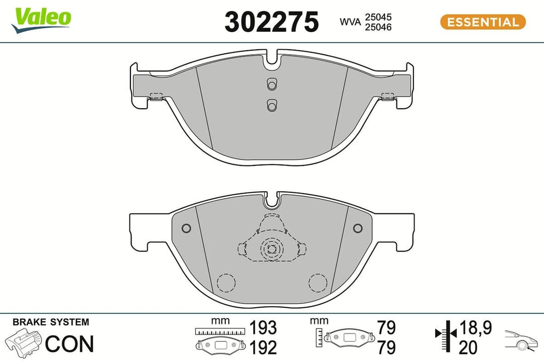 set placute frana,frana disc VALEO ESSENTIAL 302275