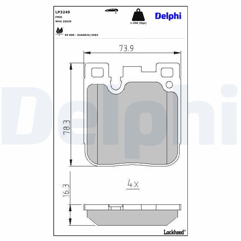 set placute frana,frana disc DELPHI LP3249