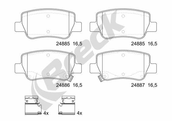 set placute frana,frana disc BRECK 24885 00 704 10