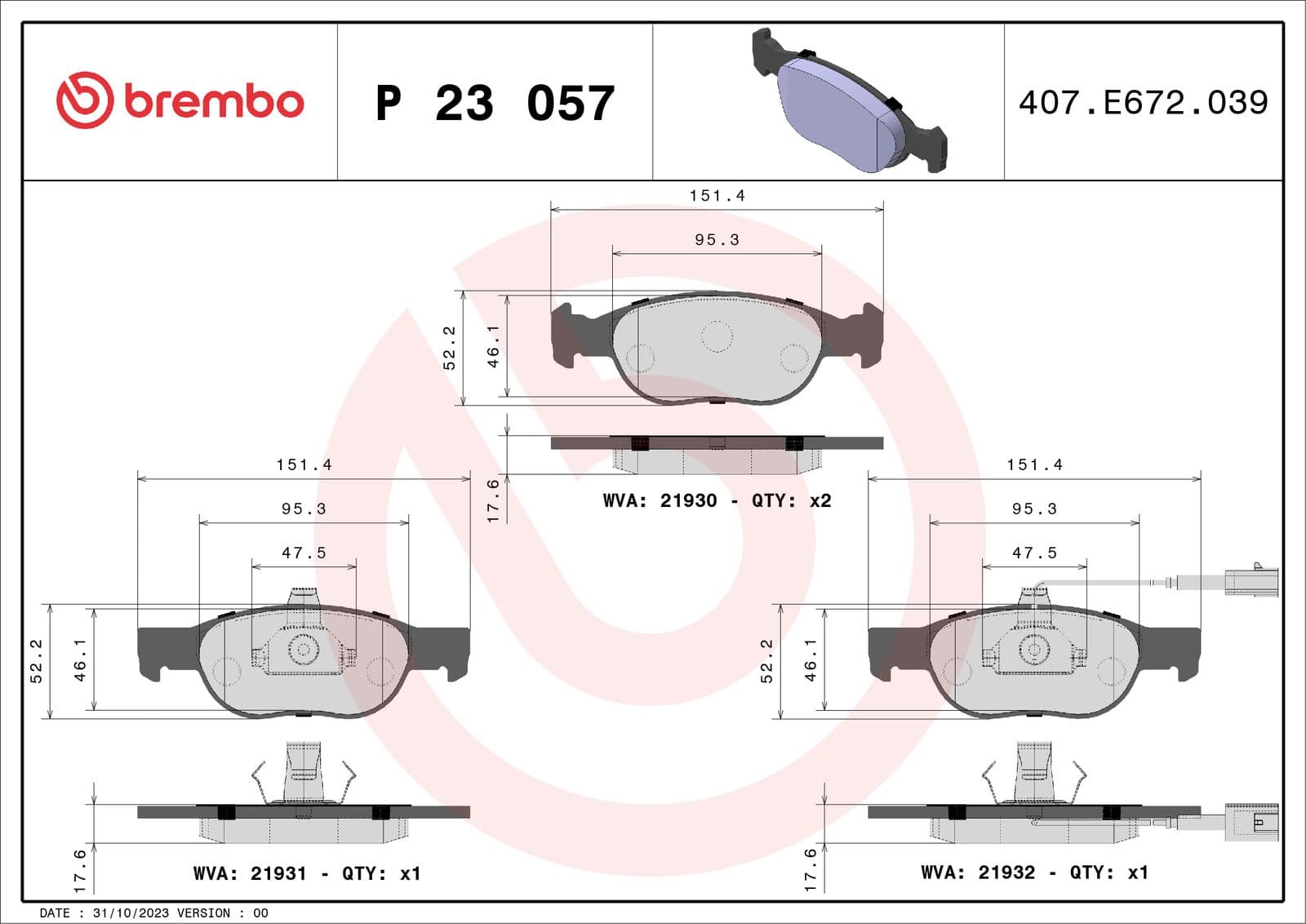 set placute frana,frana disc BREMBO PRIME LINE P 23 057