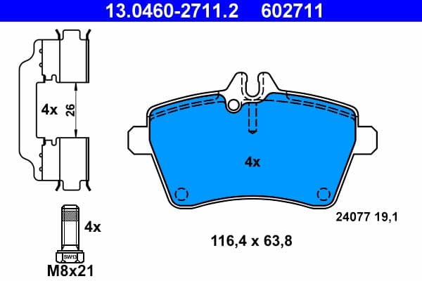 set placute frana,frana disc ATE 13.0460-2711.2