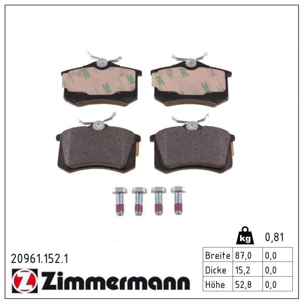 set placute frana,frana disc ZIMMERMANN 20961.152.1