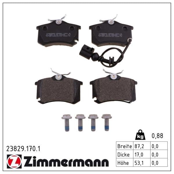 set placute frana,frana disc ZIMMERMANN 23829.170.1