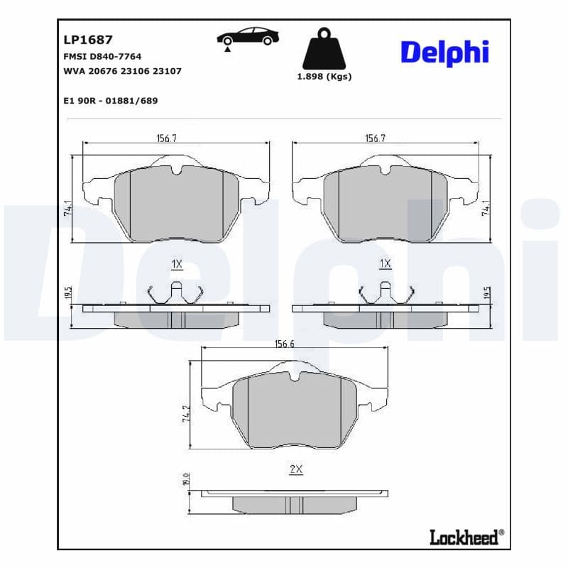 set placute frana,frana disc DELPHI LP1687