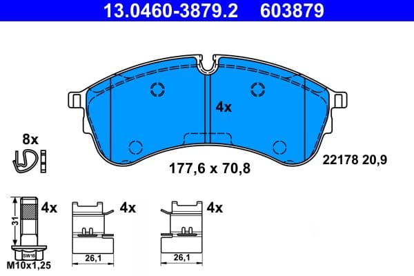 set placute frana,frana disc ATE 13.0460-3879.2