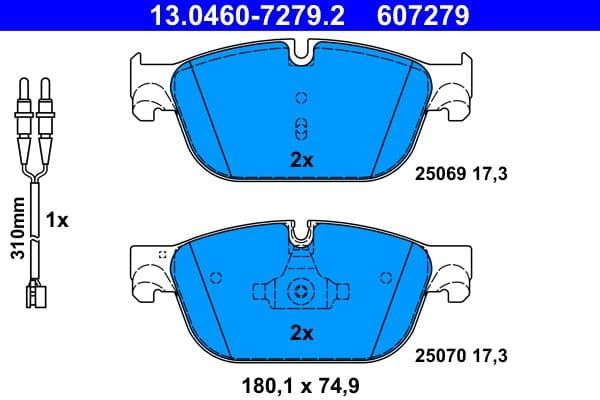 set placute frana,frana disc ATE 13.0460-7279.2