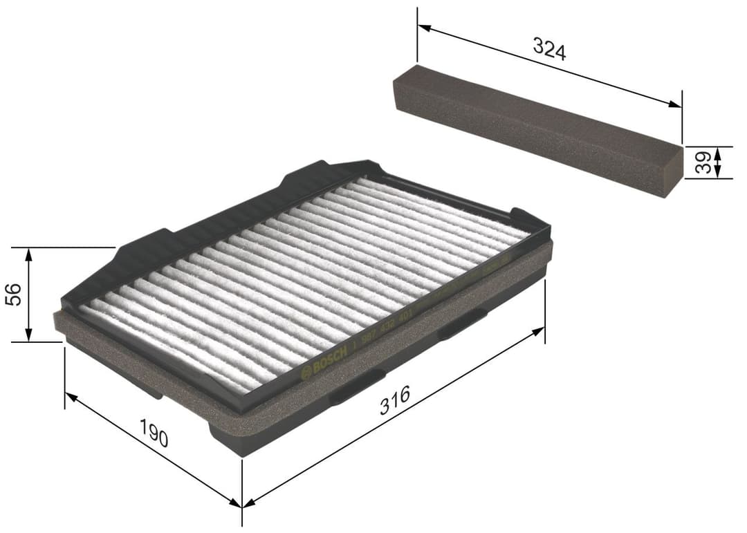 Filtru, aer habitaclu BOSCH 1 987 432 401