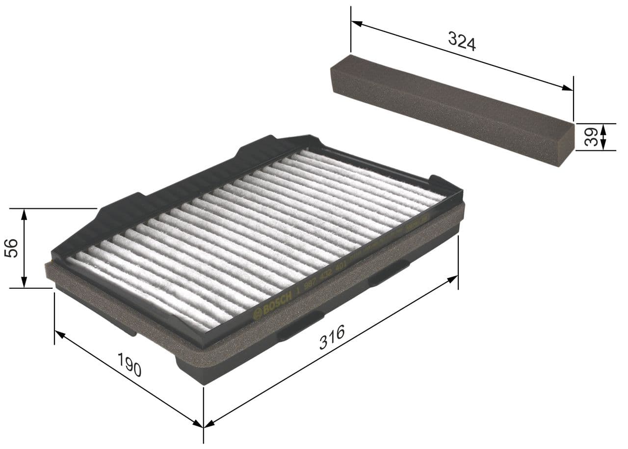 Filtru, aer habitaclu BOSCH 1 987 432 401