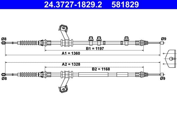 Cablu, frana de parcare ATE 24.3727-1829.2