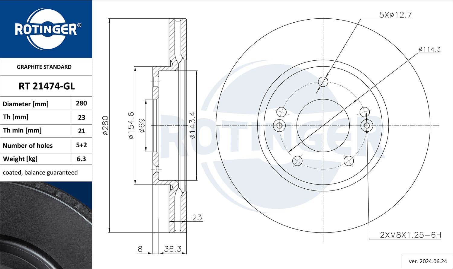 Disc frana ROTINGER RT 21474-GL