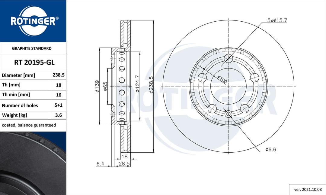 Disc frana ROTINGER RT 20195-GL