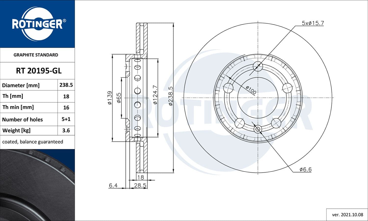 Disc frana ROTINGER RT 20195-GL
