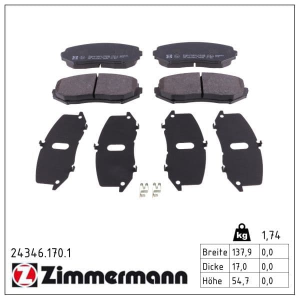 set placute frana,frana disc ZIMMERMANN 24346.170.1