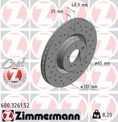 Disc frana ZIMMERMANN 600.3261.52