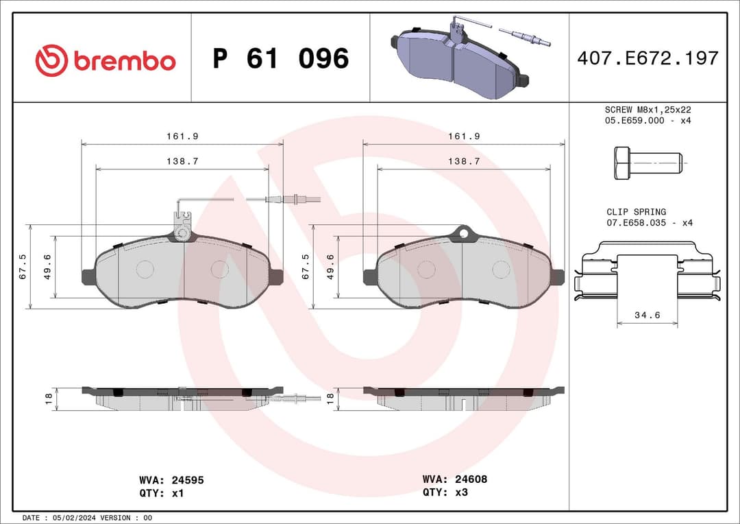 set placute frana,frana disc BREMBO PRIME LINE P 61 096