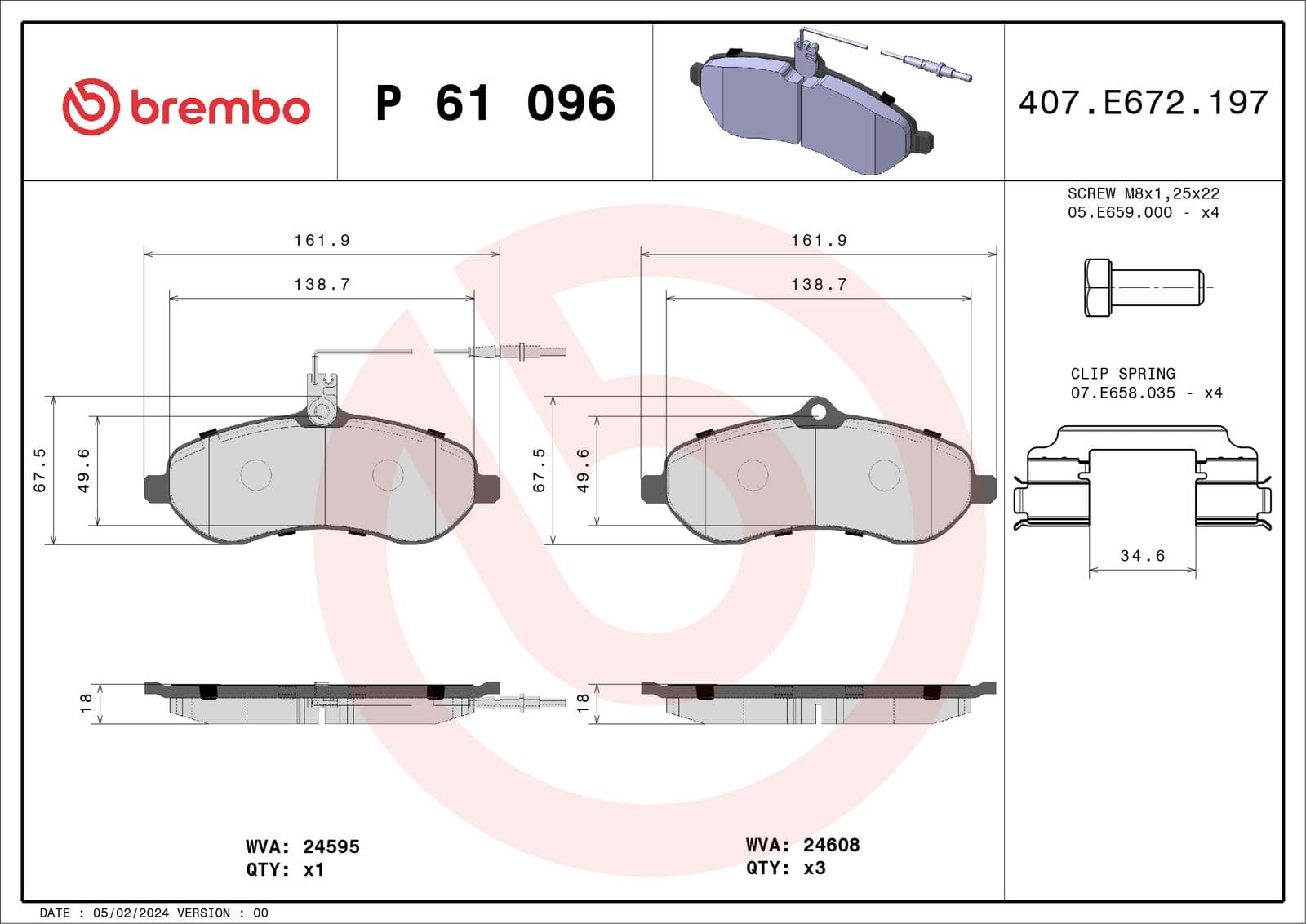 set placute frana,frana disc BREMBO PRIME LINE P 61 096