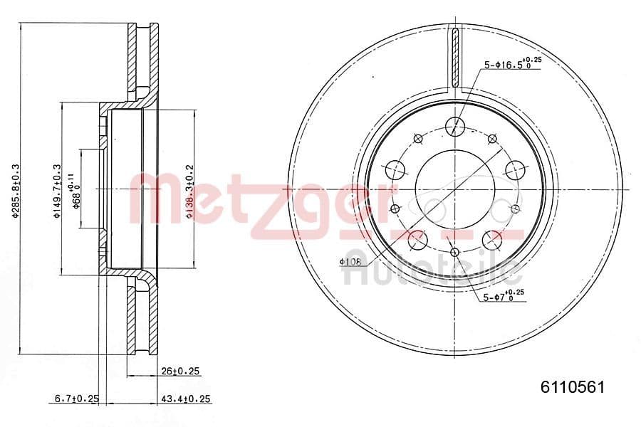 Disc frana METZGER 6110561