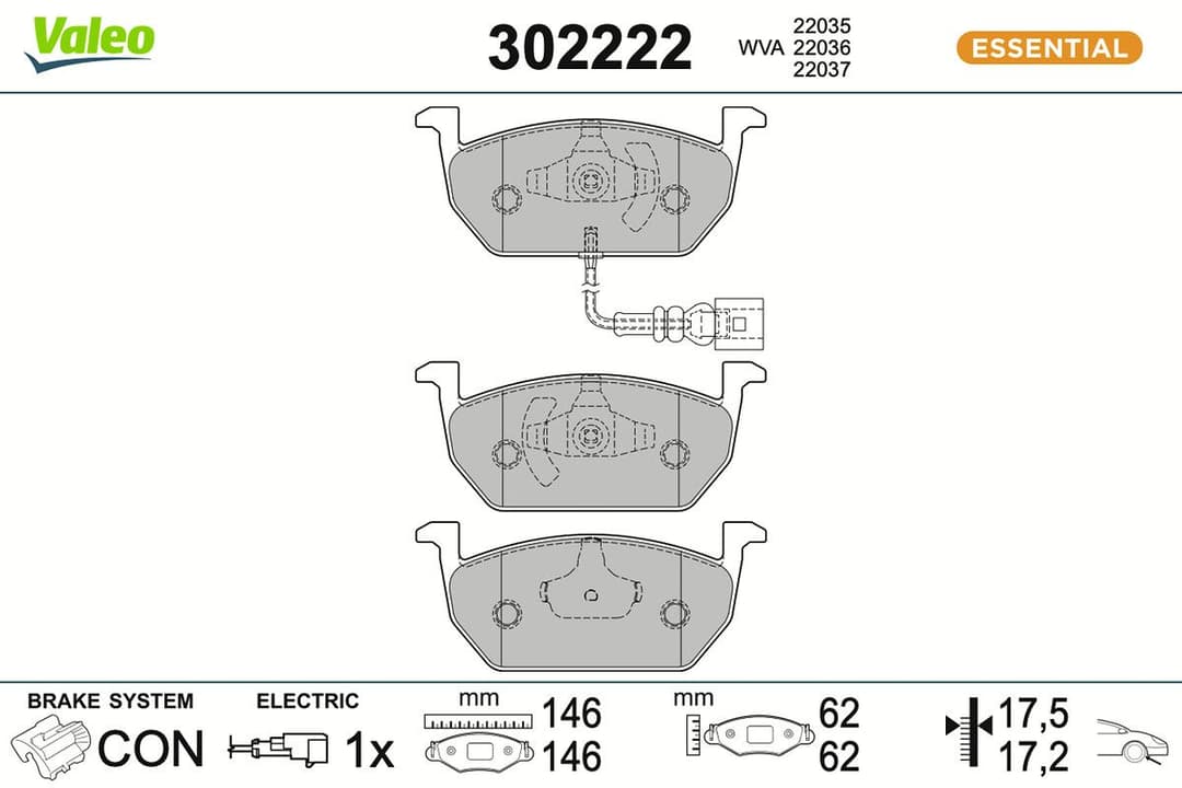 set placute frana,frana disc VALEO ESSENTIAL 302222