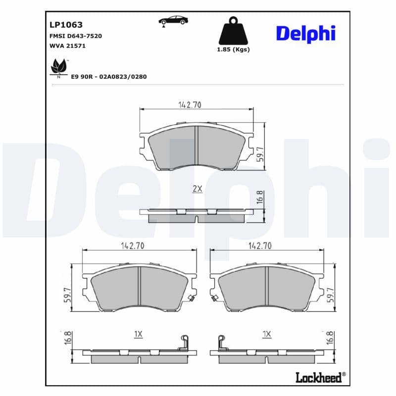 set placute frana,frana disc DELPHI LP1063