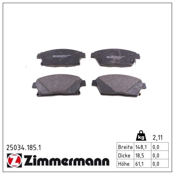 set placute frana,frana disc ZIMMERMANN 25034.185.1