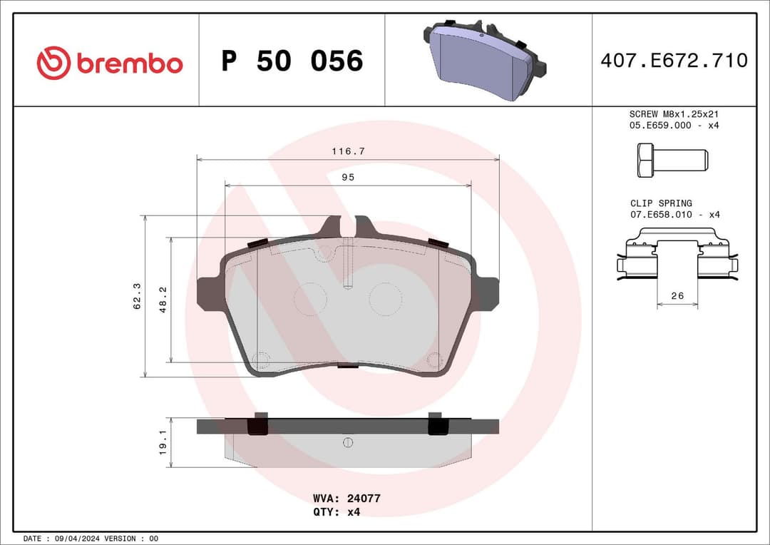 set placute frana,frana disc BREMBO PRIME LINE P 50 056