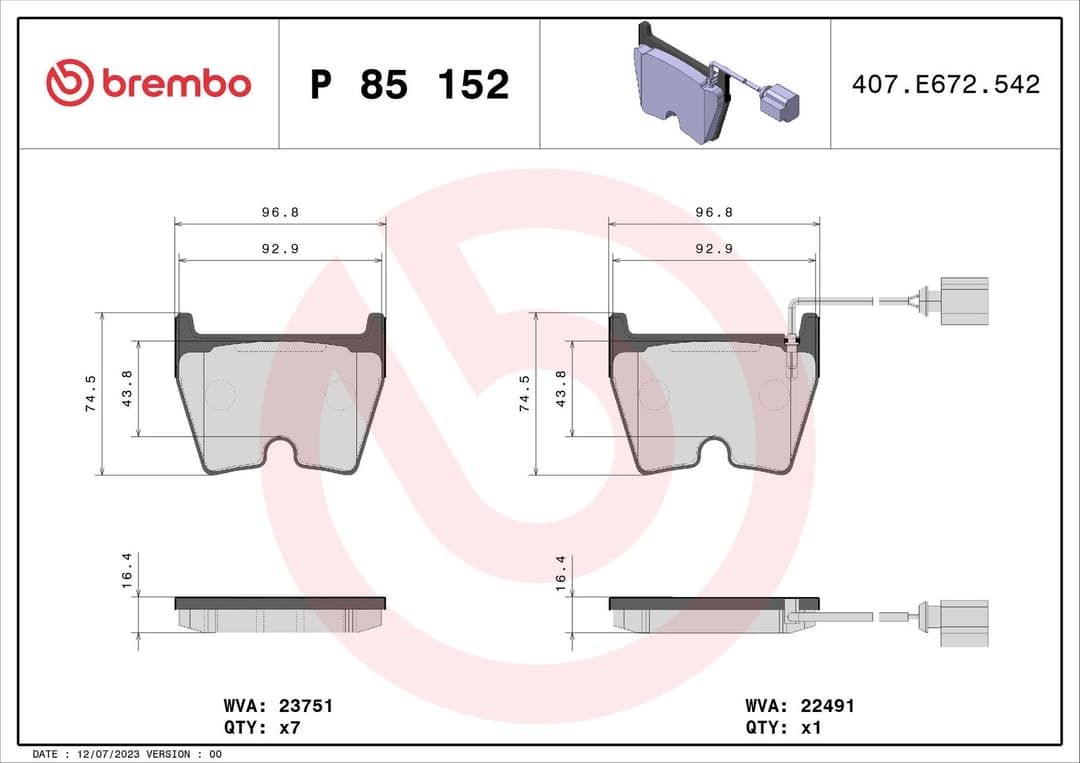 set placute frana,frana disc BREMBO PRIME LINE P 85 152
