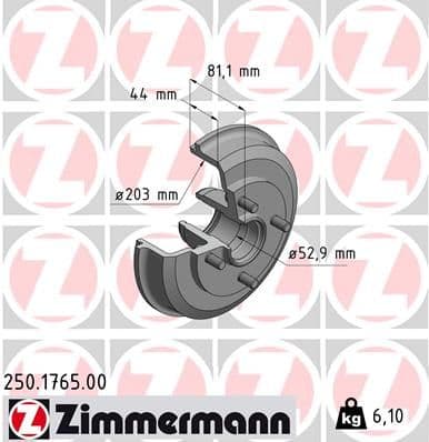 Tambur frana ZIMMERMANN 250.1765.00