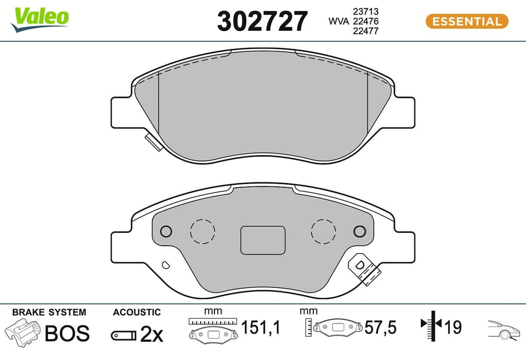 set placute frana,frana disc VALEO ESSENTIAL 302727