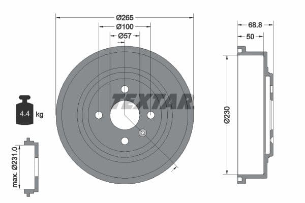 Tambur frana TEXTAR 94031500