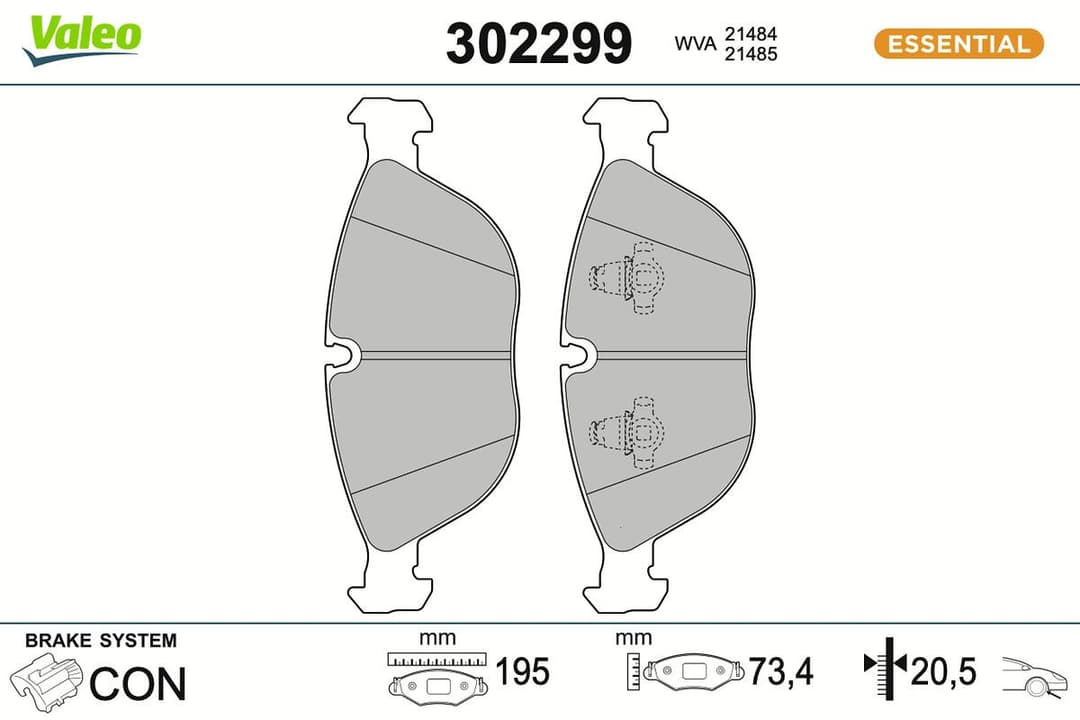 set placute frana,frana disc VALEO ESSENTIAL 302299