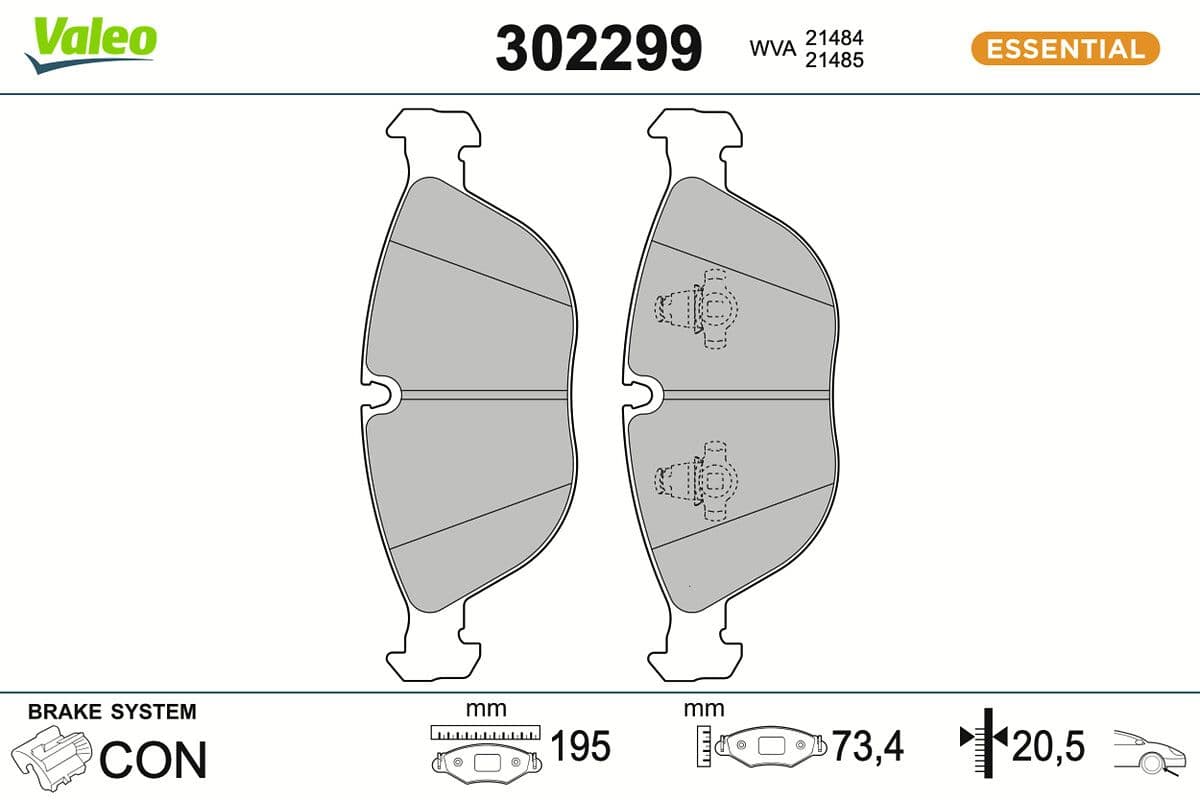 set placute frana,frana disc VALEO ESSENTIAL 302299