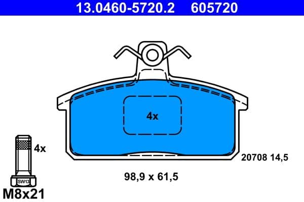 set placute frana,frana disc ATE 13.0460-5720.2