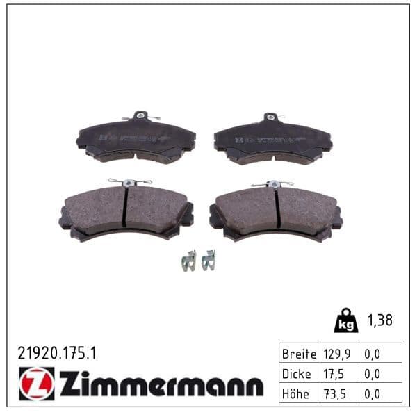 set placute frana,frana disc ZIMMERMANN 21920.175.1