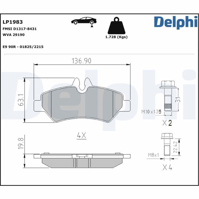 set placute frana,frana disc DELPHI LP1983