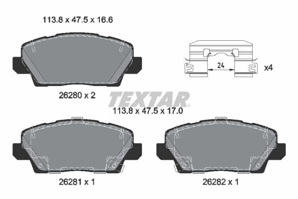 set placute frana,frana disc TEXTAR 2628001